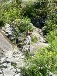 Nadia climbing the falls