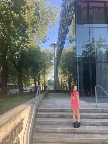 Nadia in Seattle with Space Needle