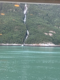 waterfalls along coast by Skagway